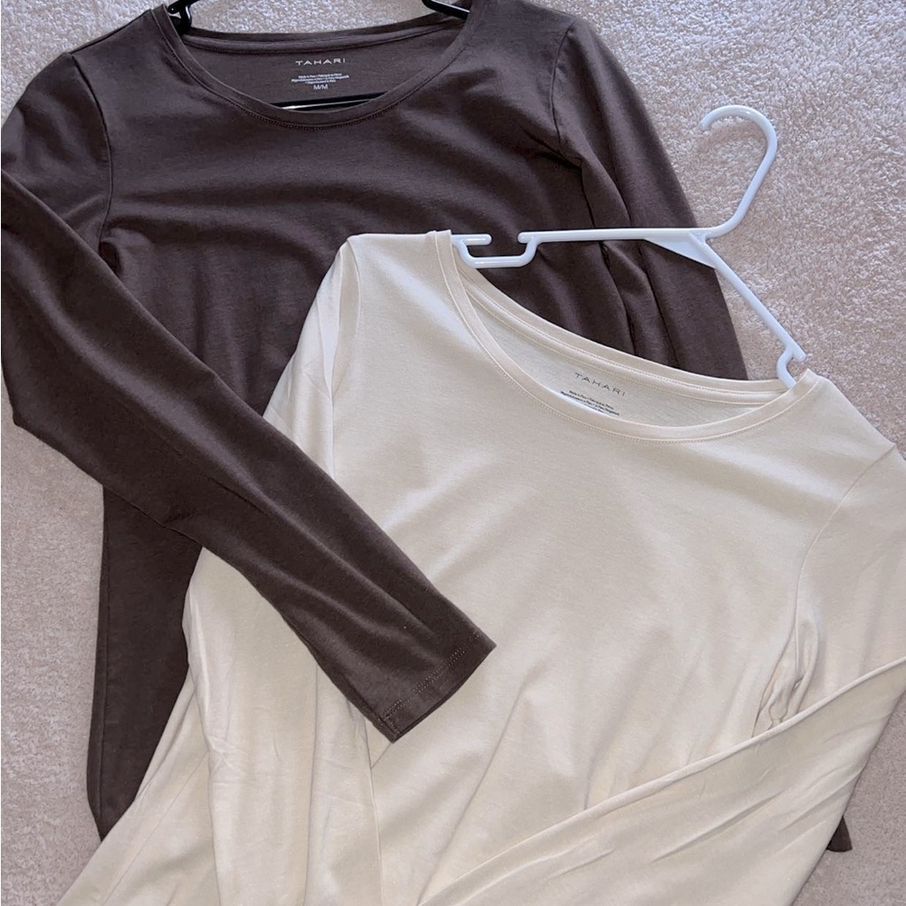 Two!! brown and cream long sleeves